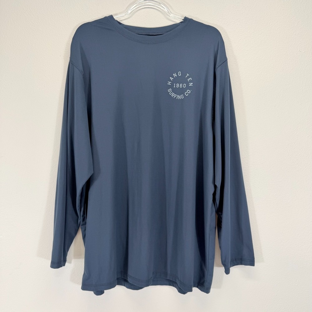 Hang Ten Mens Long Sleeve Sun Blue Lightweight Stretch T-Shirt UPF 50+ UV 2XL